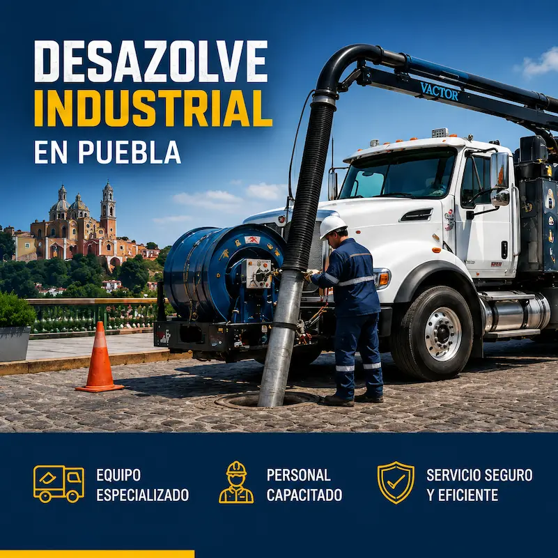 Equipo de desazolve trabajando en Puebla