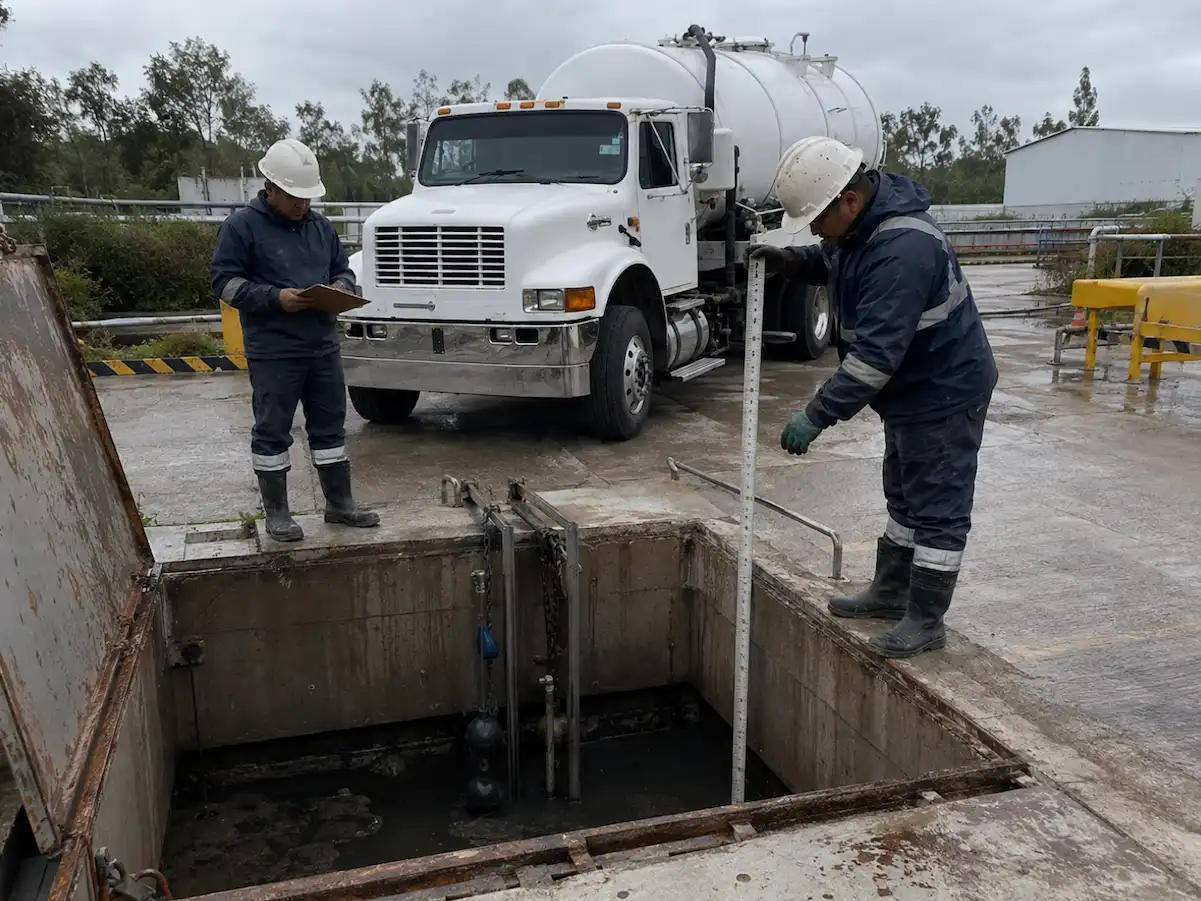 C&aacute;rcamo de bombeo con sedimento acumulado alrededor de las bombas