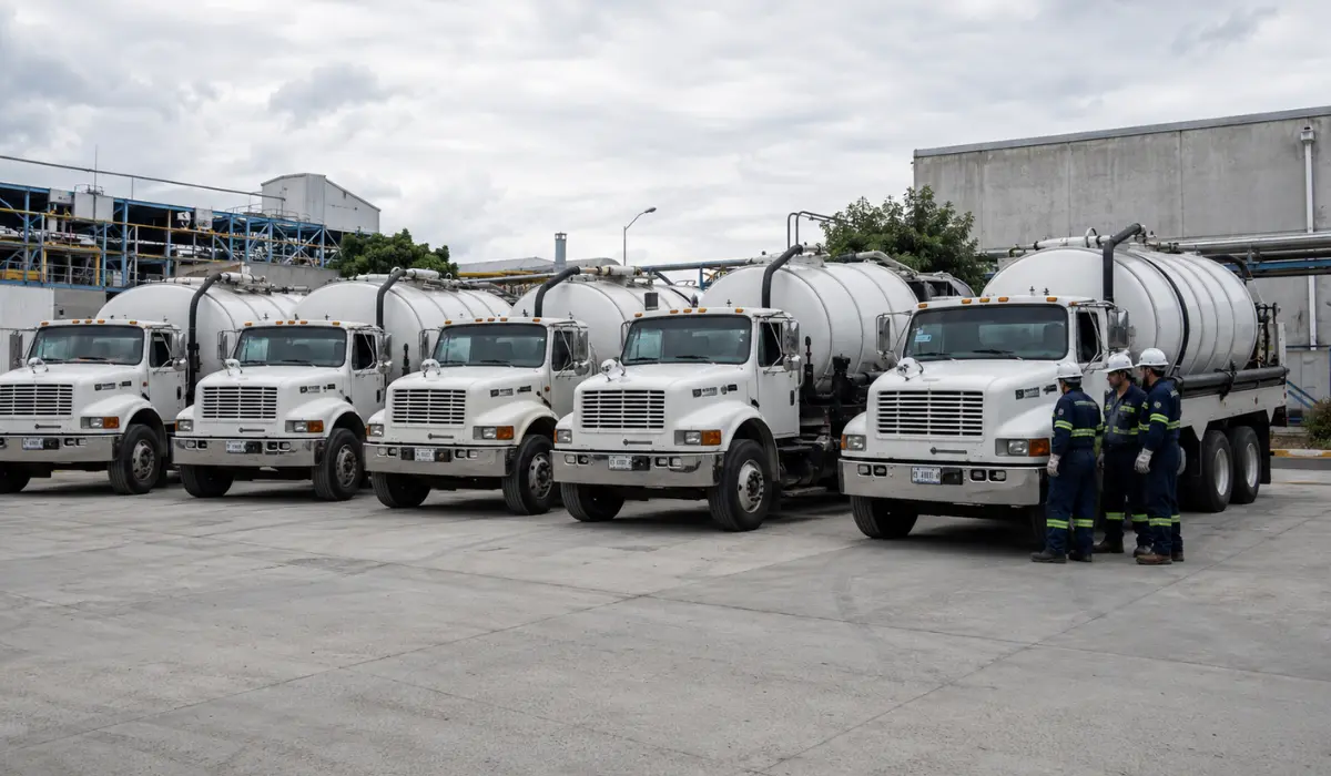 Flota de camiones Vactor de DesazolvesPuebla lista para servicio en Puebla